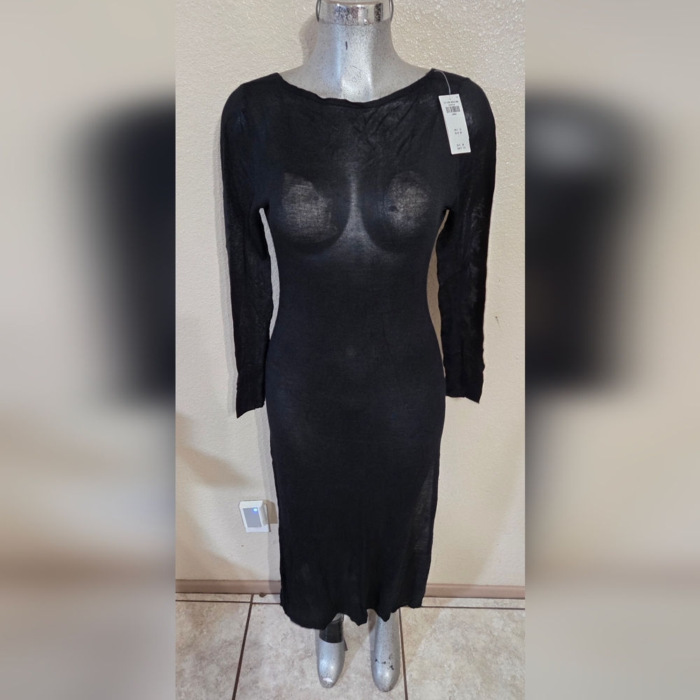 Black Sheer Long Sleeve Dress